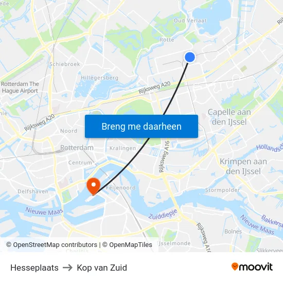 Hesseplaats to Kop van Zuid map