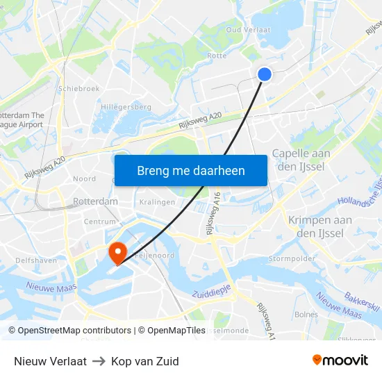Nieuw Verlaat to Kop van Zuid map