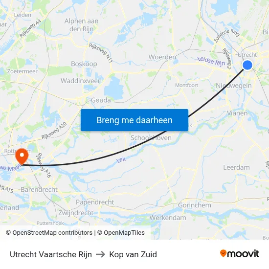 Utrecht Vaartsche Rijn to Kop van Zuid map