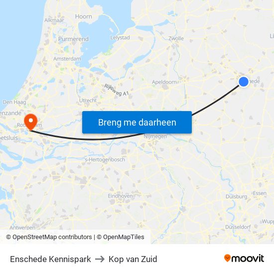 Enschede Kennispark to Kop van Zuid map