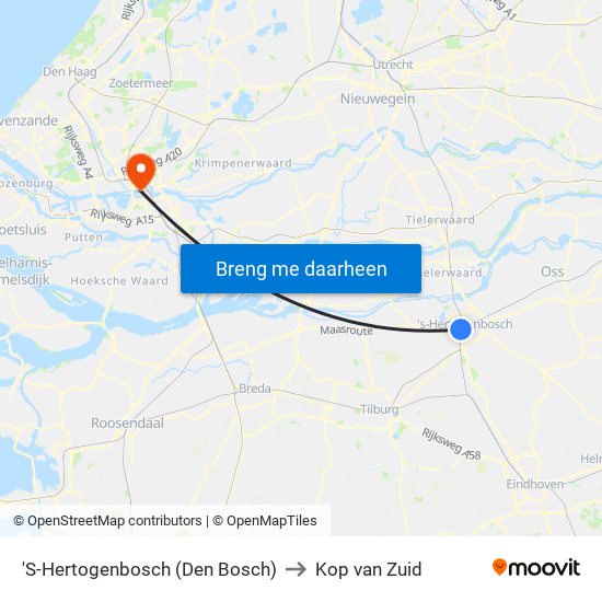 'S-Hertogenbosch (Den Bosch) to Kop van Zuid map