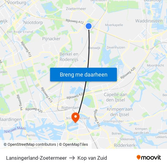 Lansingerland-Zoetermeer to Kop van Zuid map