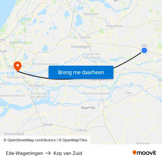 Ede-Wageningen to Kop van Zuid map