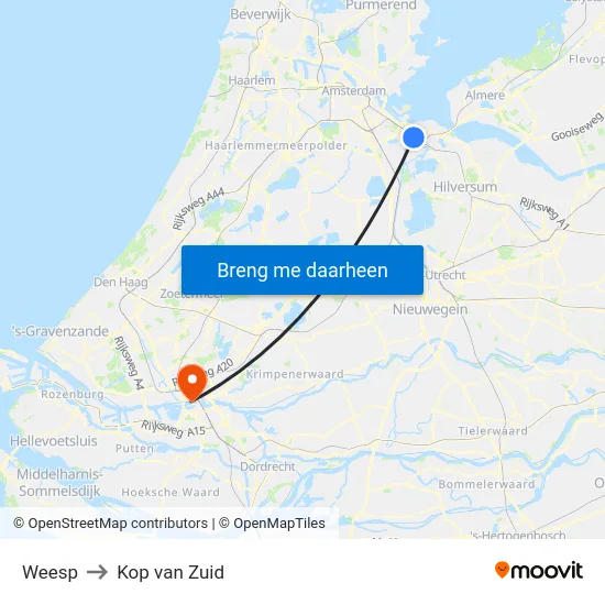 Weesp to Kop van Zuid map
