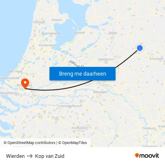 Wierden to Kop van Zuid map