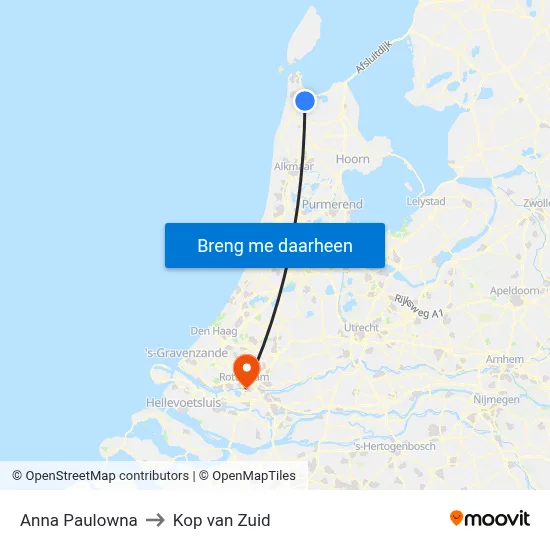 Anna Paulowna to Kop van Zuid map
