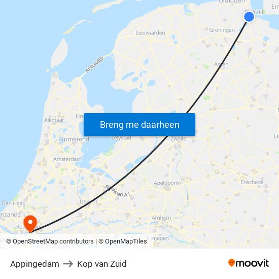Appingedam to Kop van Zuid map