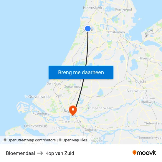 Bloemendaal to Kop van Zuid map