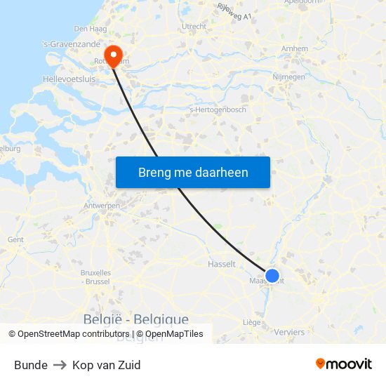 Bunde to Kop van Zuid map