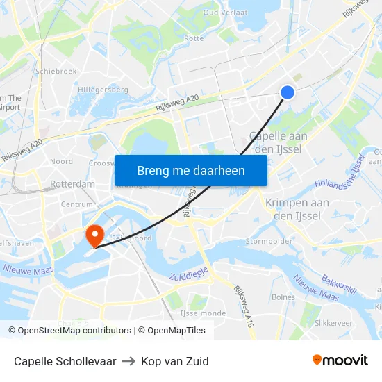 Capelle Schollevaar to Kop van Zuid map