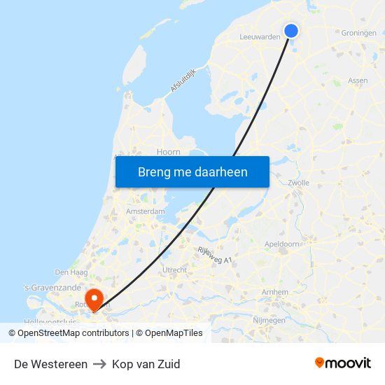 De Westereen to Kop van Zuid map