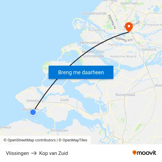 Vlissingen to Kop van Zuid map