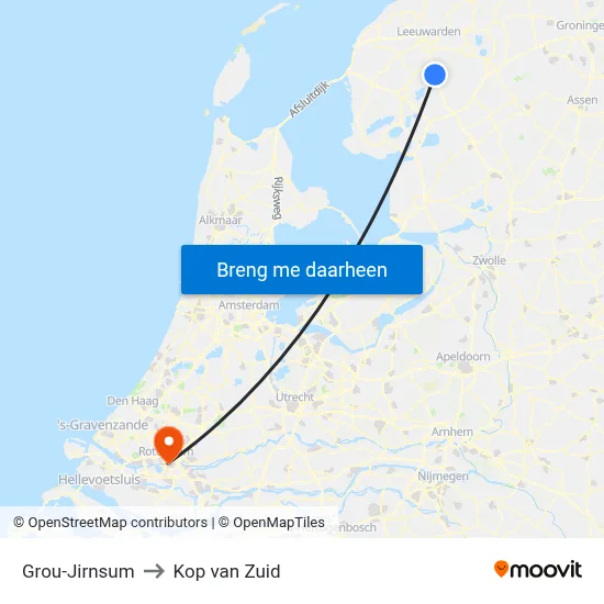 Grou-Jirnsum to Kop van Zuid map