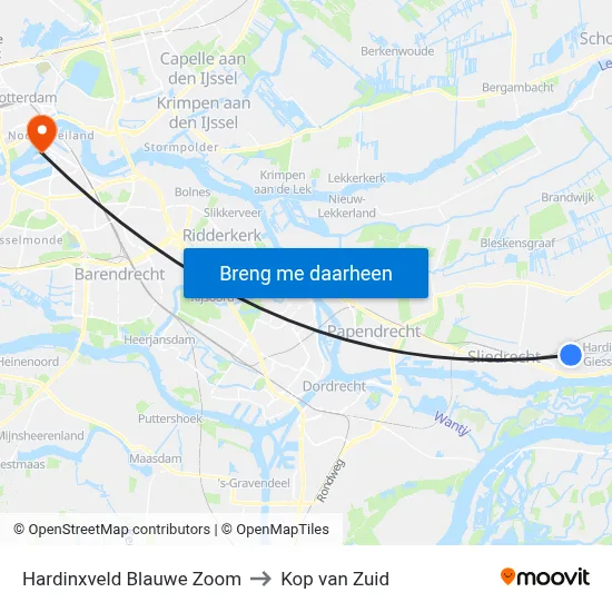Hardinxveld Blauwe Zoom to Kop van Zuid map
