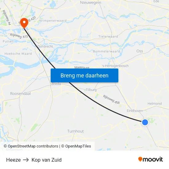 Heeze to Kop van Zuid map