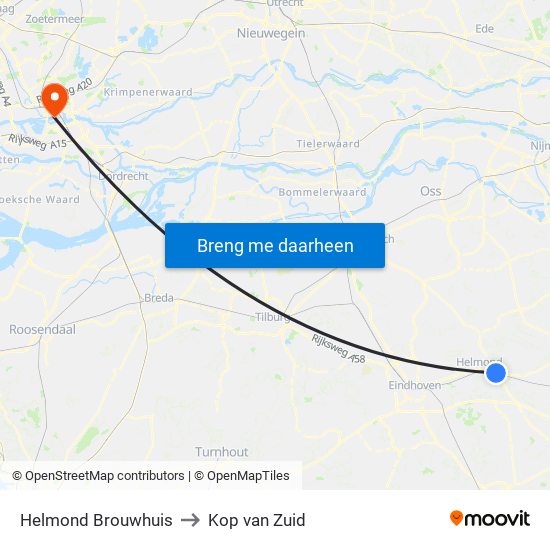 Helmond Brouwhuis to Kop van Zuid map