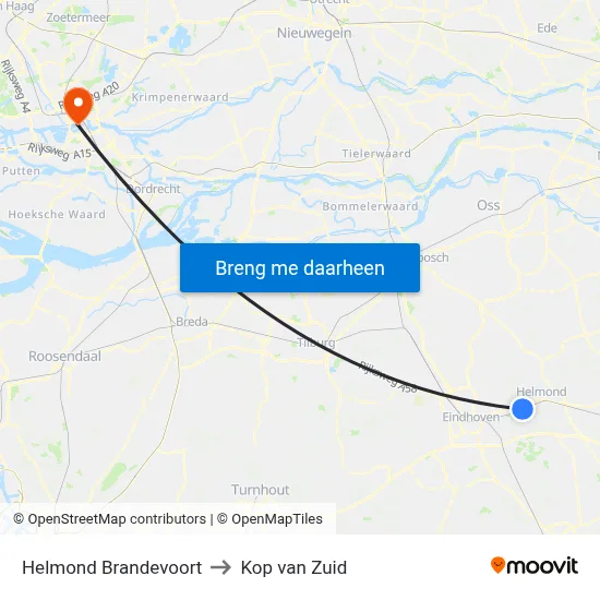 Helmond Brandevoort to Kop van Zuid map