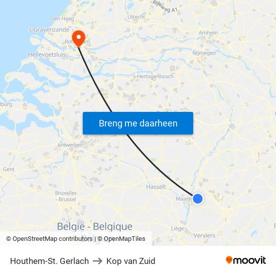 Houthem-St. Gerlach to Kop van Zuid map