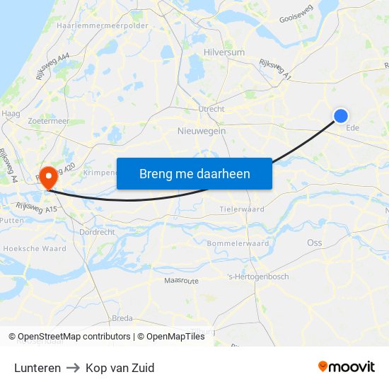 Lunteren to Kop van Zuid map