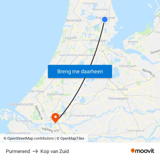 Purmerend to Kop van Zuid map