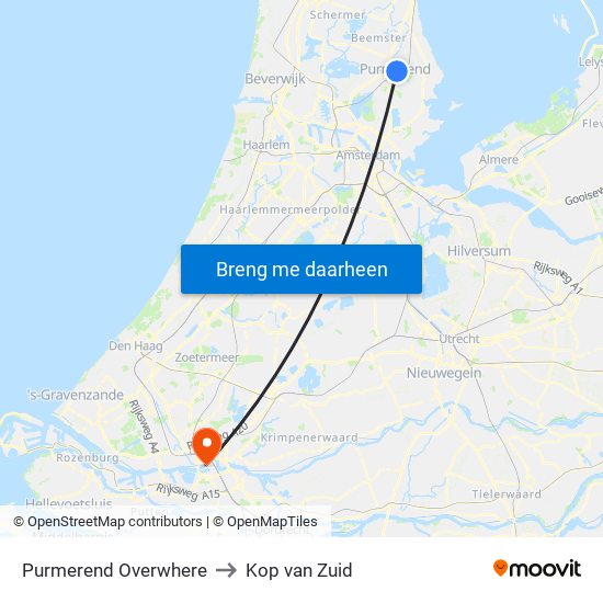 Purmerend Overwhere to Kop van Zuid map