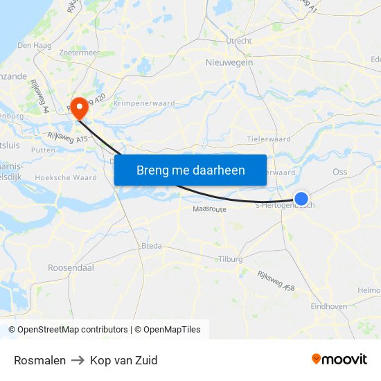 Rosmalen to Kop van Zuid map