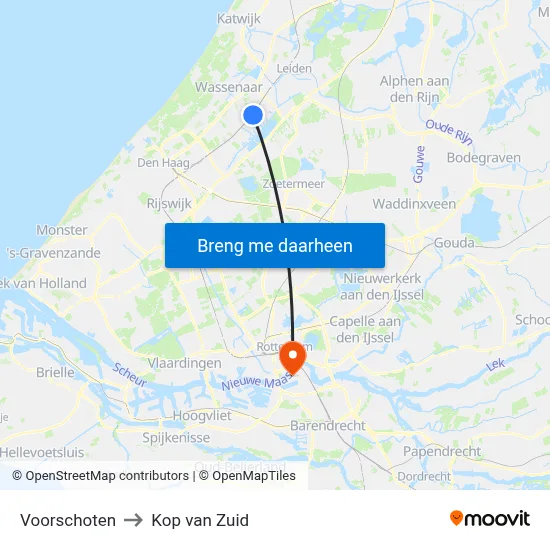 Voorschoten to Kop van Zuid map