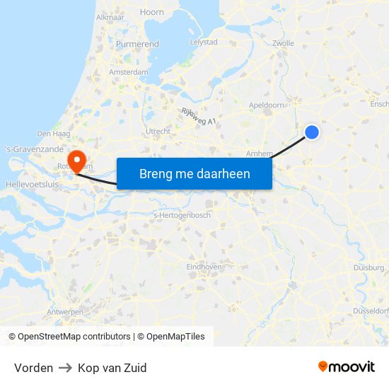 Vorden to Kop van Zuid map