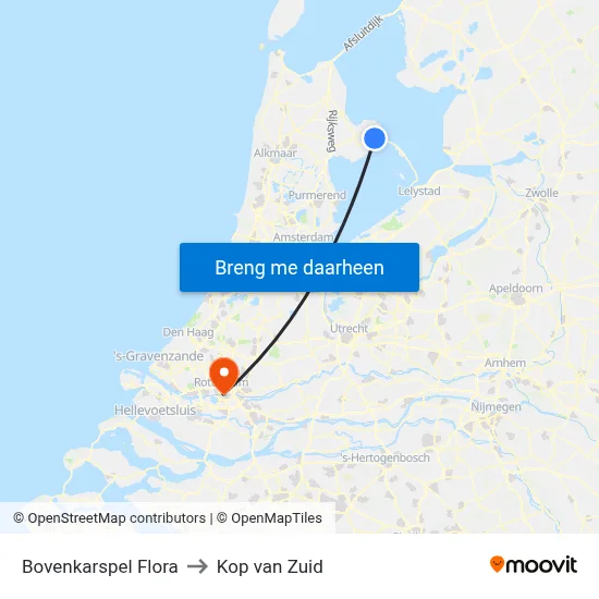 Bovenkarspel Flora to Kop van Zuid map