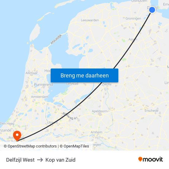 Delfzijl West to Kop van Zuid map