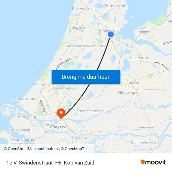 1e V. Swindenstraat to Kop van Zuid map