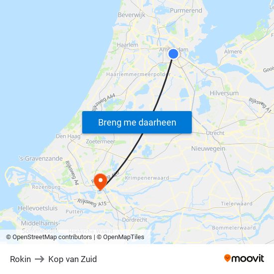 Rokin to Kop van Zuid map