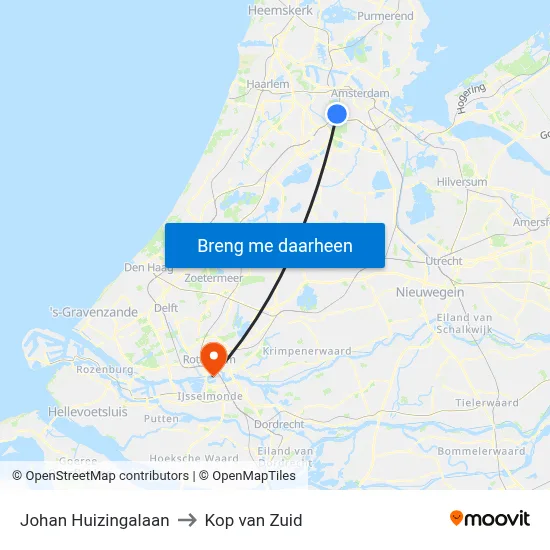 Johan Huizingalaan to Kop van Zuid map