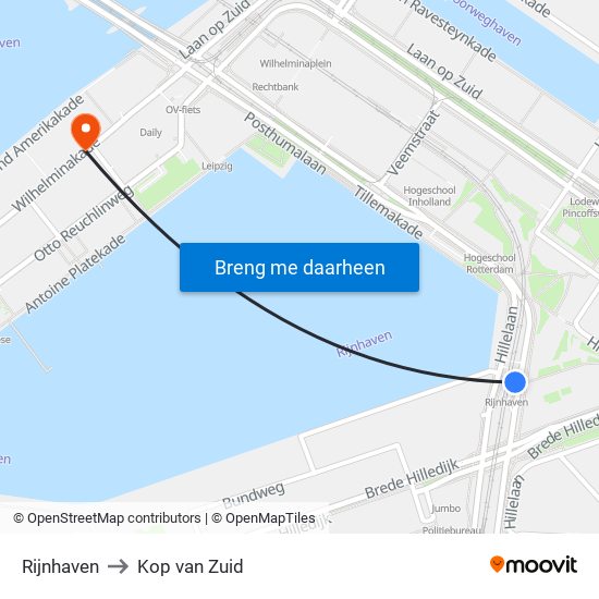 Rijnhaven to Kop van Zuid map