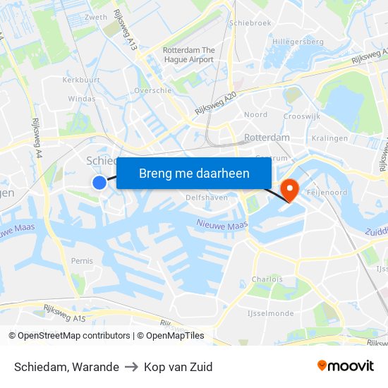 Schiedam, Warande to Kop van Zuid map