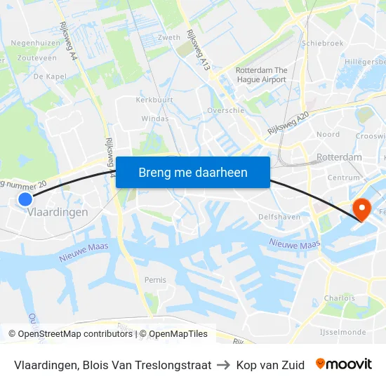 Vlaardingen, Blois Van Treslongstraat to Kop van Zuid map