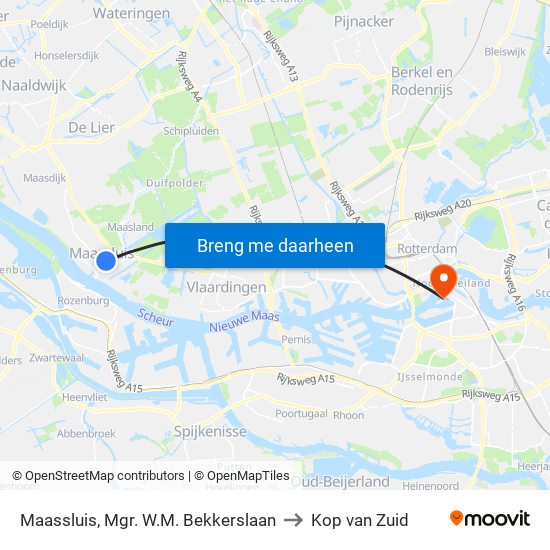 Maassluis, Mgr. W.M. Bekkerslaan to Kop van Zuid map