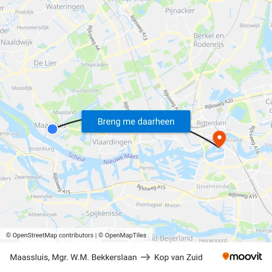 Maassluis, Mgr. W.M. Bekkerslaan to Kop van Zuid map