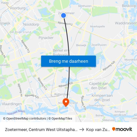 Zoetermeer, Centrum West Uitstaphalte to Kop van Zuid map