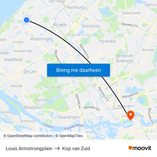 Louis Armstrongplein to Kop van Zuid map