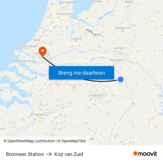 Boxmeer, Station to Kop van Zuid map