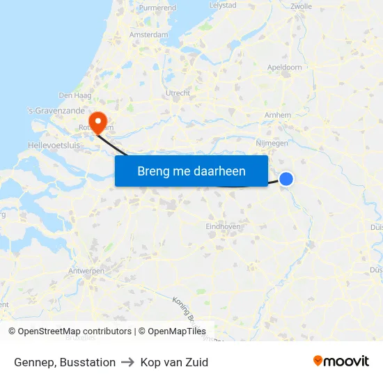 Gennep, Busstation to Kop van Zuid map