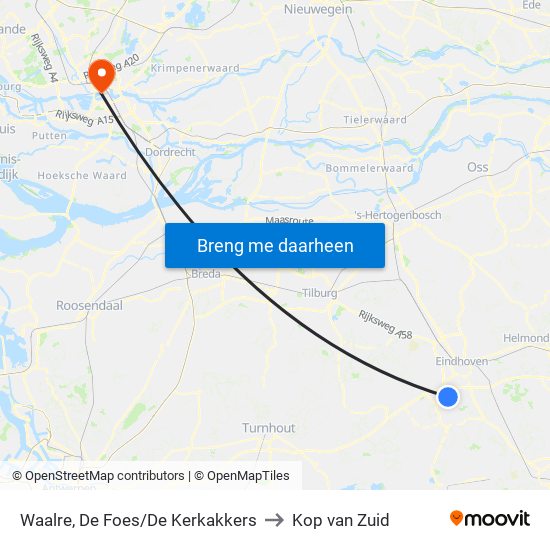 Waalre, De Foes/De Kerkakkers to Kop van Zuid map