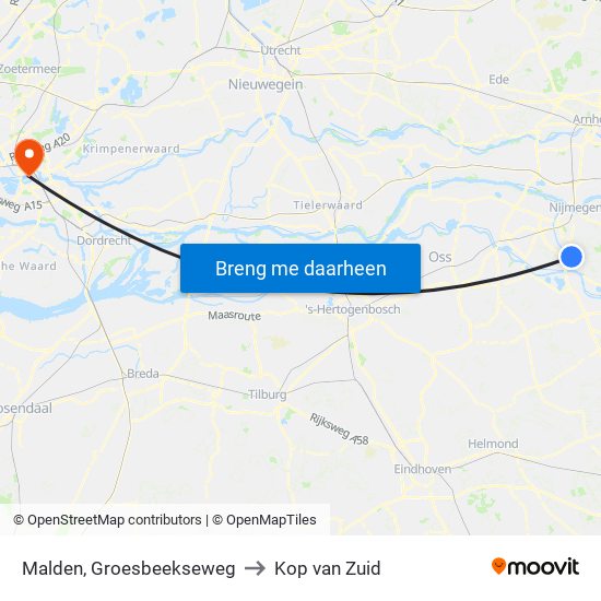 Malden, Groesbeekseweg to Kop van Zuid map