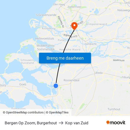 Bergen Op Zoom, Burgerhout to Kop van Zuid map
