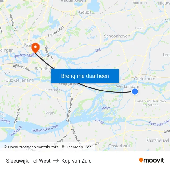 Sleeuwijk, Tol West to Kop van Zuid map