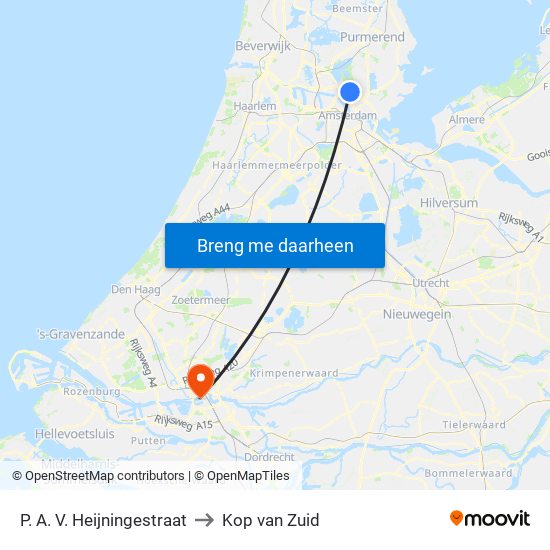 P. A. V. Heijningestraat to Kop van Zuid map