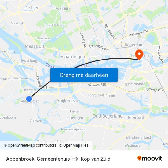 Abbenbroek, Gemeentehuis to Kop van Zuid map