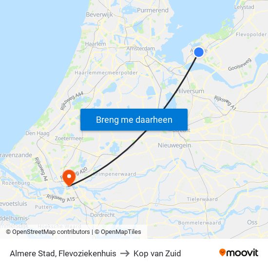 Almere Stad, Flevoziekenhuis to Kop van Zuid map