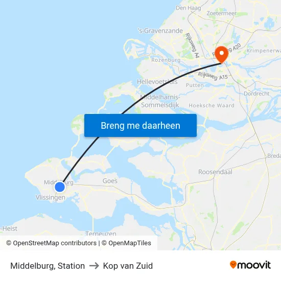 Middelburg, Station to Kop van Zuid map
